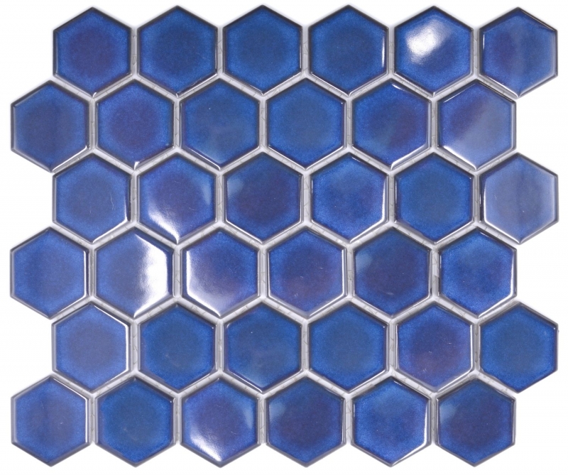 Mosaico de cerámica hexágono azul cobalto brillante mosaico azulejos pared azulejos backsplash cocina cuarto de baño MOS11H-4501_f