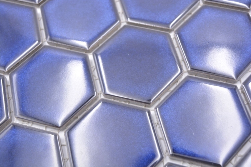 Mosaico de cerámica hexágono azul cobalto brillante mosaico azulejos pared azulejos backsplash cocina cuarto de baño MOS11H-4501_f