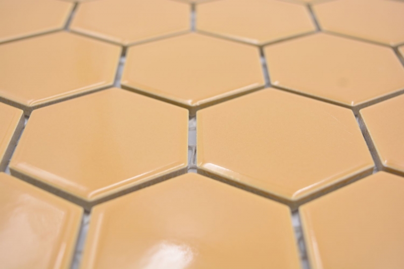 Mosaico de cerámica hexágono ocre naranja brillante mosaico azulejos pared azulejos backsplash cocina cuarto de baño MOS11H-1208_f