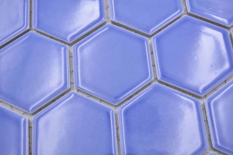 Mosaico de cerámica hexágono azul brillante mosaico azulejos pared azulejos backsplash cocina cuarto de baño MOS11H-6501_f