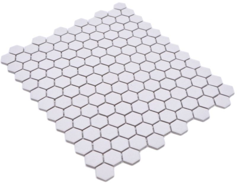 Hexagonal hexágono mosaico azulejo de cerámica mini blanco R10B plato de ducha azulejo del piso azulejo de mosaico antideslizante azulejo del baño - MOS11H-0101-R10