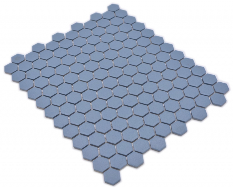 Mosaico de cerámica hexágono azul-verde R10B plato de ducha baldosas azulejos de mosaico cocina baño piso MOS11H-0405-R10_f