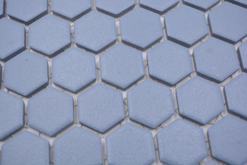 Mosaico de cerámica hexágono azul-verde R10B plato de ducha baldosas azulejos de mosaico cocina baño piso MOS11H-0405-R10_f