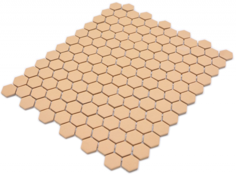 Cerámica mosaico hexágono ocre naranja R10B plato de ducha azulejo suelo mosaico azulejos cocina baño MOS11H-1208-R10_f