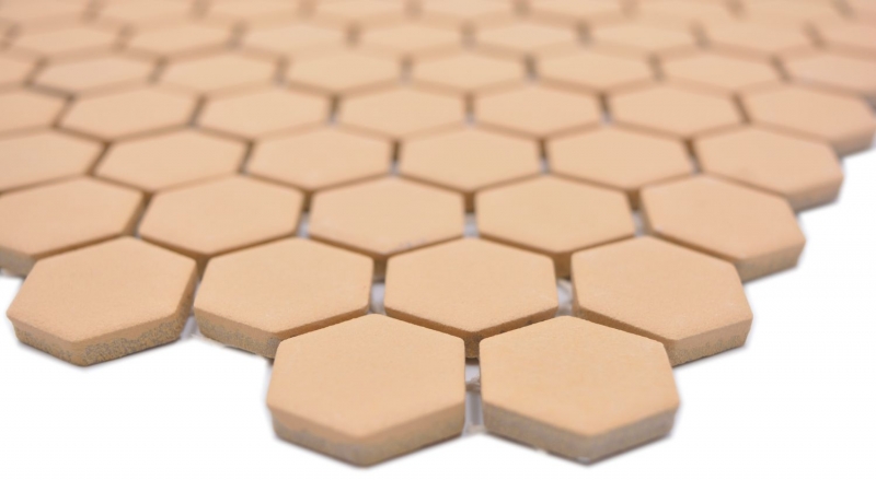 Cerámica mosaico hexágono ocre naranja R10B plato de ducha azulejo suelo mosaico azulejos cocina baño MOS11H-1208-R10_f
