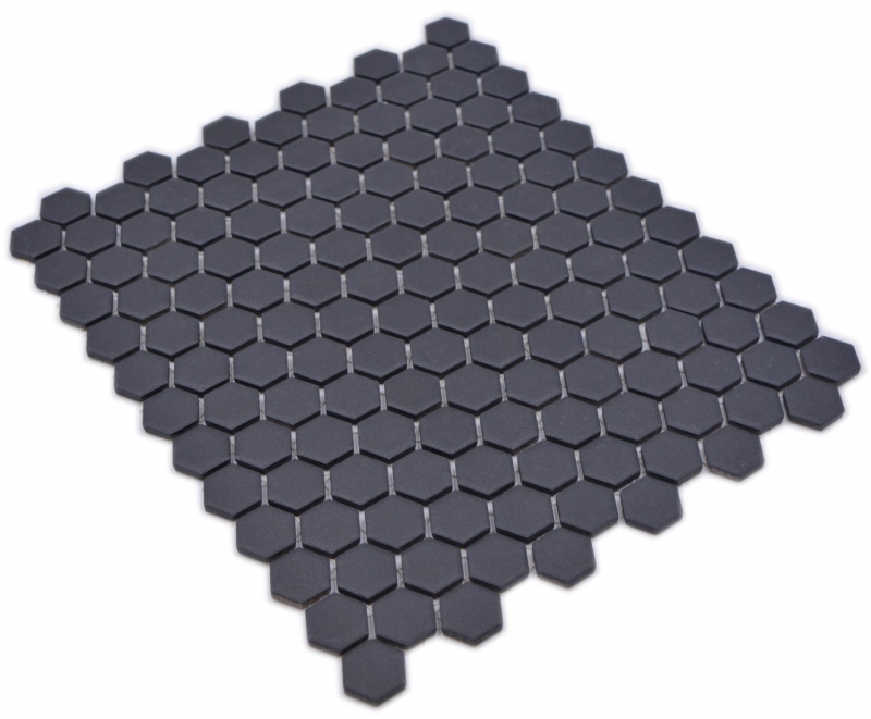 Cerámica mosaico hexágono negro R10B plato de ducha azulejos mosaico azulejos cocina baño piso MOS11H-0003-R10_f