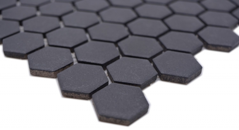 Cerámica mosaico hexágono negro R10B plato de ducha azulejos mosaico azulejos cocina baño piso MOS11H-0003-R10_f