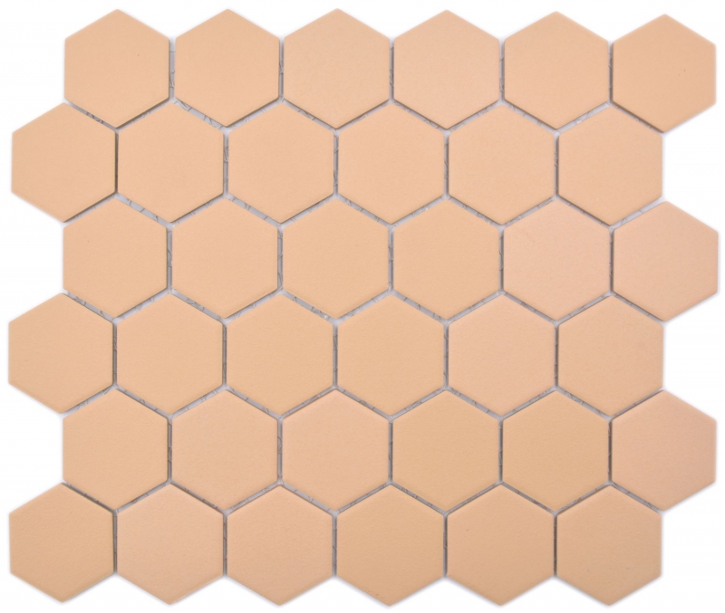 Cerámica mosaico hexágono ocre naranja R10B plato de ducha azulejo suelo mosaico azulejos cocina baño MOS11H-0808-R10_f