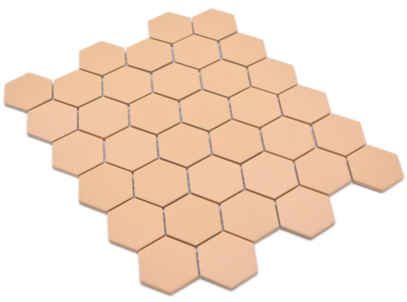 Cerámica mosaico hexágono ocre naranja R10B plato de ducha azulejo suelo mosaico azulejos cocina baño MOS11H-0808-R10_f