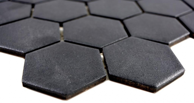 Hexagonal hexágono mosaico azulejo de cerámica negro R10B plato de ducha azulejo del piso azulejo de mosaico antideslizante baño cocina - MOS11H-0303-R10