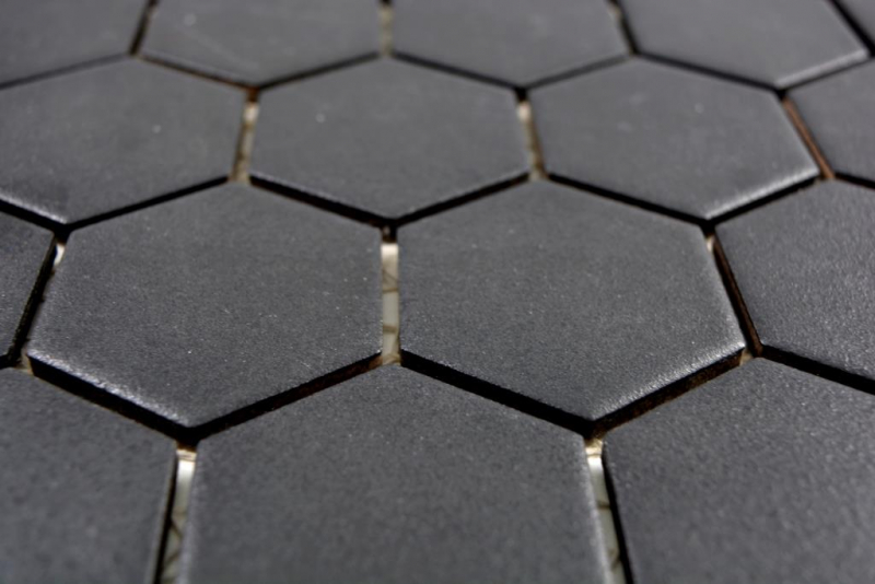 Hexagonal hexágono mosaico azulejo de cerámica negro R10B plato de ducha azulejo del piso azulejo de mosaico antideslizante baño cocina - MOS11H-0303-R10