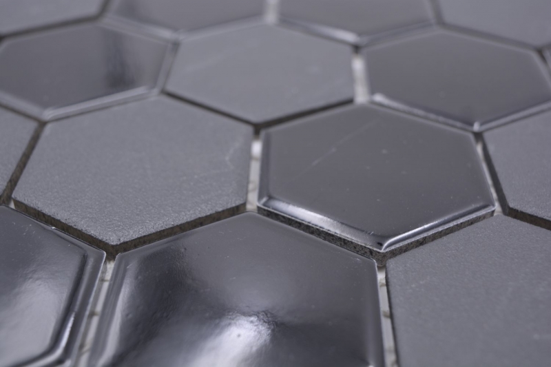 Mosaico de cerámica hexágono negro brillante R10B plato de ducha azulejos de piso azulejos de mosaico cocina cuarto de baño MOS11H-0311-R10_f