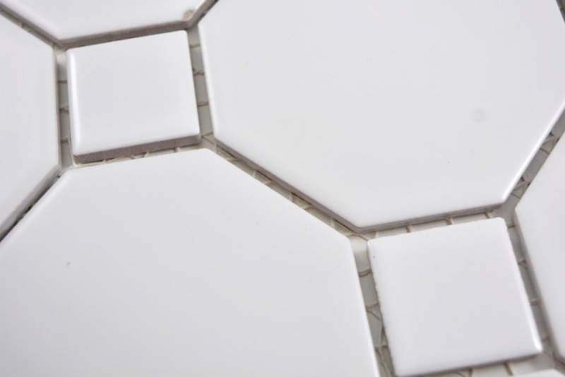 Muestra de mano cerámica mosaico Octa blanco mate con blanco brillante mosaico azulejo pared azulejo backsplash cocina baño MOS13-Octa0111_m
