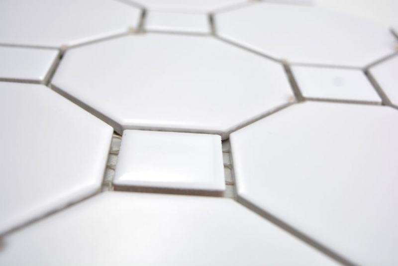 Muestra de mano cerámica mosaico Octa blanco mate con blanco brillante mosaico azulejo pared azulejo backsplash cocina baño MOS13-Octa0111_m