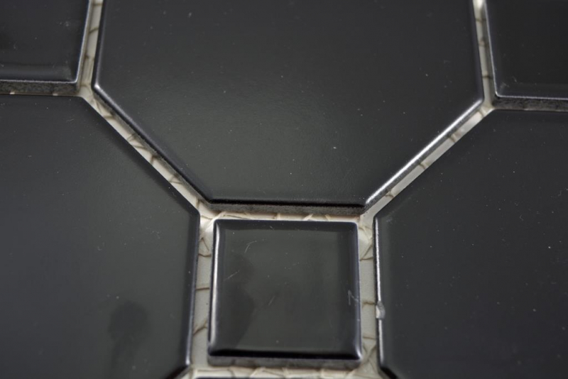 Muestra de mano cerámica mosaico Octa negro mate con negro brillante mosaico azulejo pared azulejo backsplash cocina baño MOS13-Octa0311_m