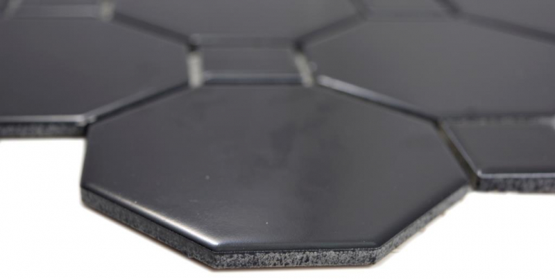 Muestra de mano cerámica mosaico Octa negro mate con negro brillante mosaico azulejo pared azulejo backsplash cocina baño MOS13-Octa0311_m