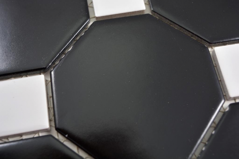 Muestra de mano cerámica mosaico Octa negro mate con blanco brillante mosaico azulejo pared azulejo backsplash cocina baño MOS13-Octa0301_m