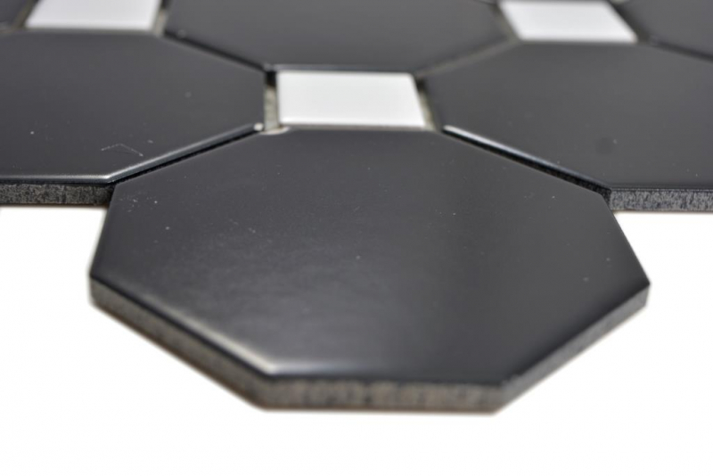 Muestra de mano cerámica mosaico Octa negro mate con blanco brillante mosaico azulejo pared azulejo backsplash cocina baño MOS13-Octa0301_m