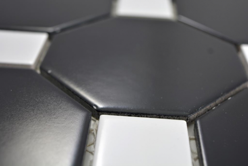 Muestra de mano cerámica mosaico Octa negro mate con blanco brillante mosaico azulejo pared azulejo backsplash cocina baño MOS13-Octa0301_m