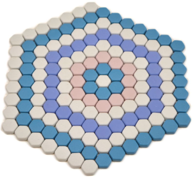 VIDRIO MOSAICO Hexágono DECOR azul rosa blanco mate mosaico azulejos backsplash pared cocina cuarto de baño MOS140-ROHX9_f