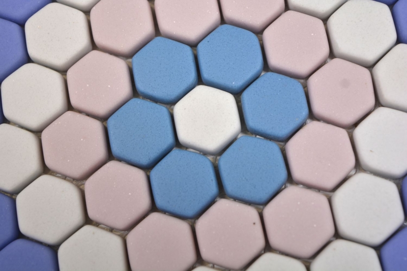 VIDRIO MOSAICO Hexágono DECOR azul rosa blanco mate mosaico azulejos backsplash pared cocina cuarto de baño MOS140-ROHX9_f
