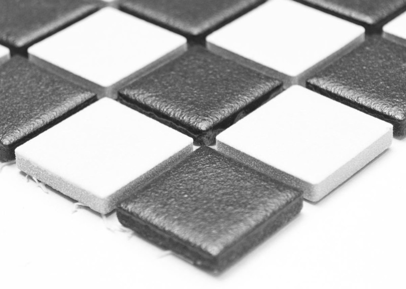 Mosaico cerámico DESLIZANTE PIZARRA negro blanco mate sin esmaltar GUSTO DE DUCHA - MOS18-0305-R10