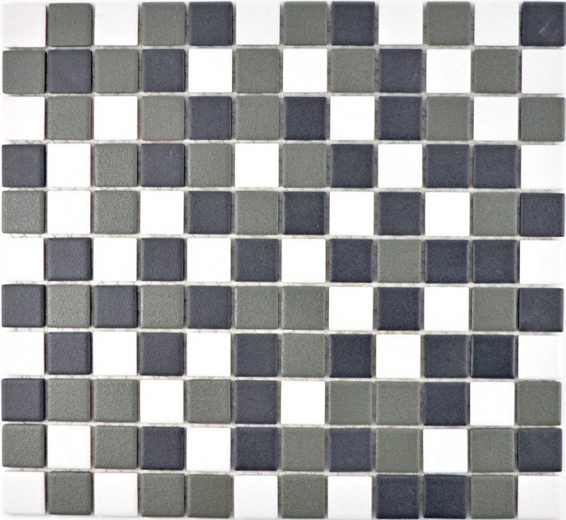 Muestra de mano azulejo mosaico cerámica negro blanco antracita mate plato de ducha MOS18-2213-R10_m
