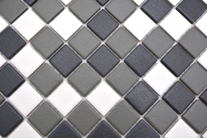 Mosaico de cerámica negro blanco antracita mate PISOS DE DUCHA SLIPPROOF - MOS18-2213-R10