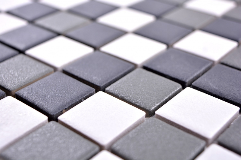 Muestra de mano azulejo mosaico cerámica negro blanco antracita mate plato de ducha MOS18-2213-R10_m