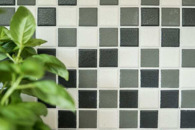 Mosaico de cerámica negro blanco antracita mate PISOS DE DUCHA SLIPPROOF - MOS18-2213-R10