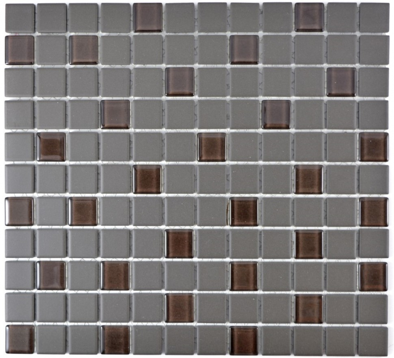Mosaico de azulejos de baño de cerámica gris oscuro marrón sin esmaltar mosaico de vidrio MOS18-1313-R10_f
