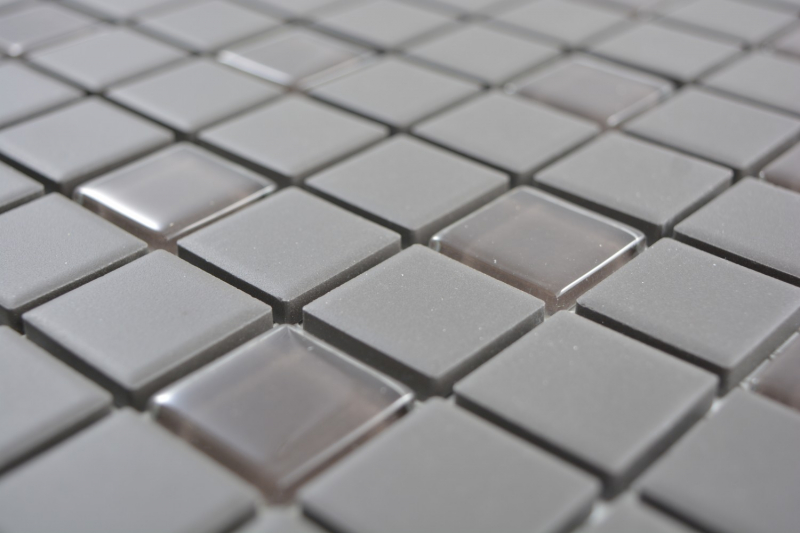 Mosaico de azulejos de baño de cerámica gris oscuro marrón sin esmaltar mosaico de vidrio MOS18-1313-R10_f