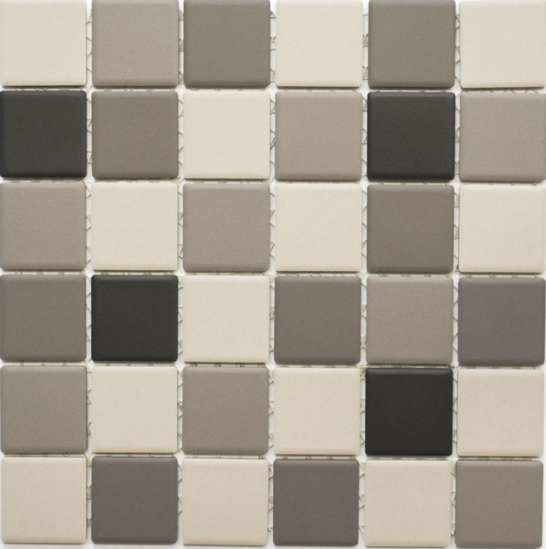 Muestra de mano azulejo mosaico beige claro gris antracita sin esmaltar backsplash MOS14B-0208-R10_m