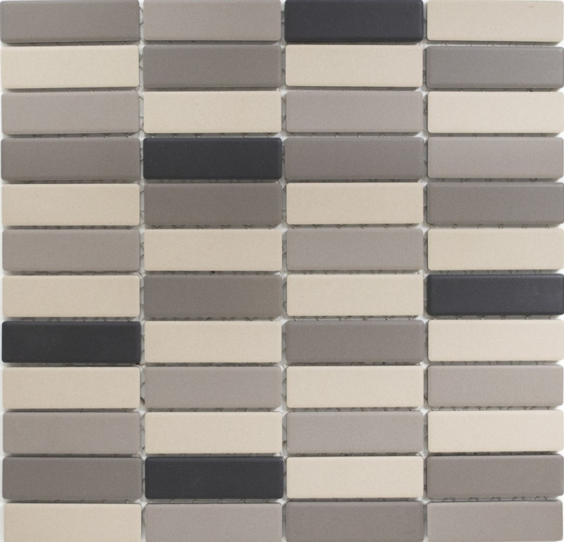 Muestra de mano azulejo mosaico cerámica beige claro gris varillas sin esmaltar plato de ducha azulejo de suelo MOS24B-0208-R10_m