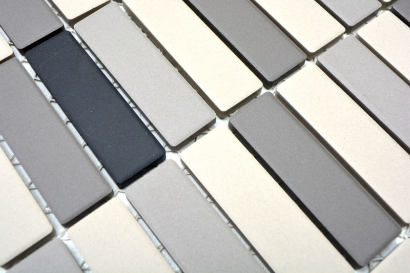 Muestra de mano azulejo mosaico cerámica beige claro gris varillas sin esmaltar plato de ducha azulejo de suelo MOS24B-0208-R10_m