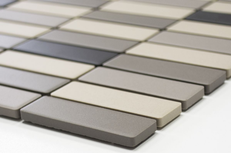Muestra de mano azulejo mosaico cerámica beige claro gris varillas sin esmaltar plato de ducha azulejo de suelo MOS24B-0208-R10_m