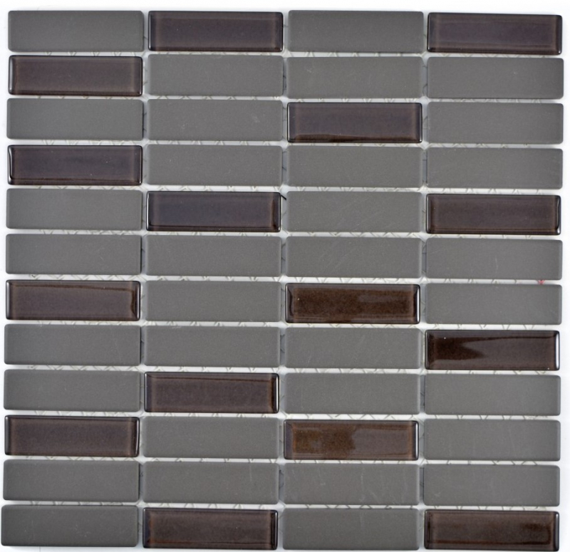 Muestra de mano mosaico azulejo cerámica varillas marrón sin esmaltar vidrio plato de ducha azulejo de suelo MOS24-1313-R10_m