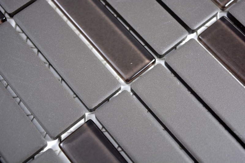 Rod mosaico de azulejos de cerámica gris-marrón sin esmaltar antideslizante mezcla de vidrio plato de ducha azulejo del piso cuarto de baño - MOS24-1313-R10