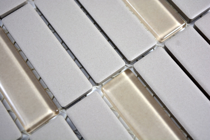 Mosaico de azulejos de cerámica barras de color gris claro sin esmaltar de vidrio plato de ducha azulejo del suelo MOS24-0212-R10_f
