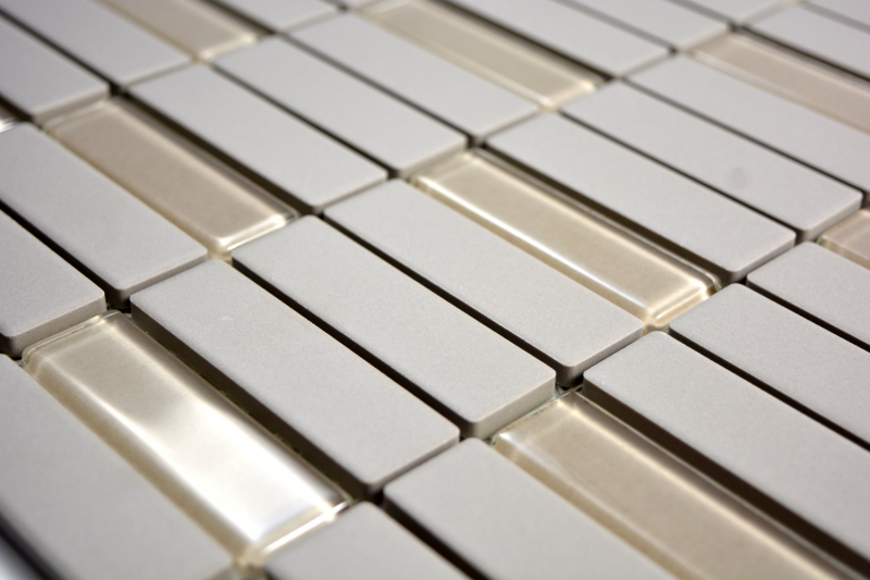 Mosaico de azulejos de cerámica barras de color gris claro sin esmaltar de vidrio plato de ducha azulejo del suelo MOS24-0212-R10_f