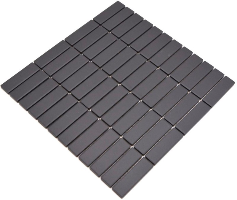 Rod mosaico de cerámica negro antracita sin esmaltar antideslizante plato de ducha azulejo del baño azulejo de la pared - MOS24B-0310-R10