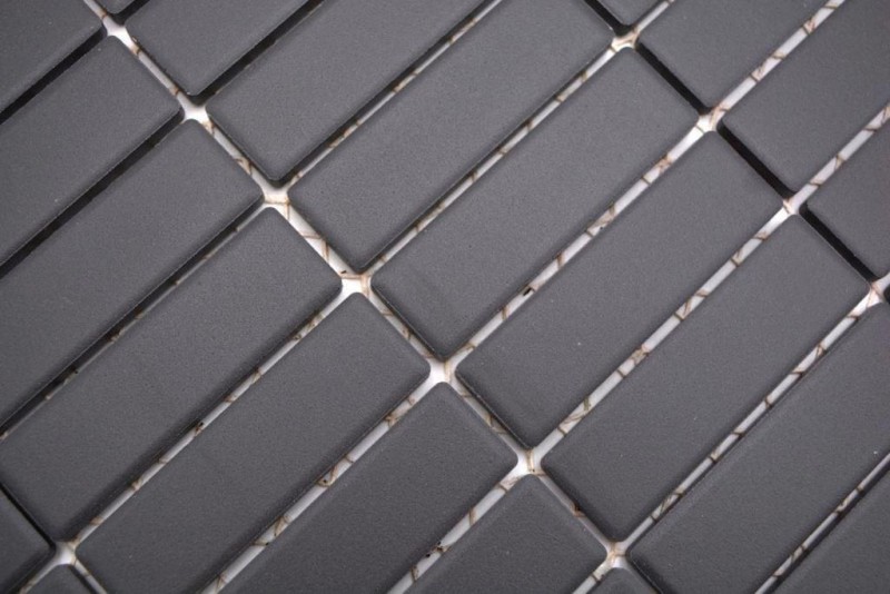 Rod mosaico de cerámica negro antracita sin esmaltar antideslizante plato de ducha azulejo del baño azulejo de la pared - MOS24B-0310-R10