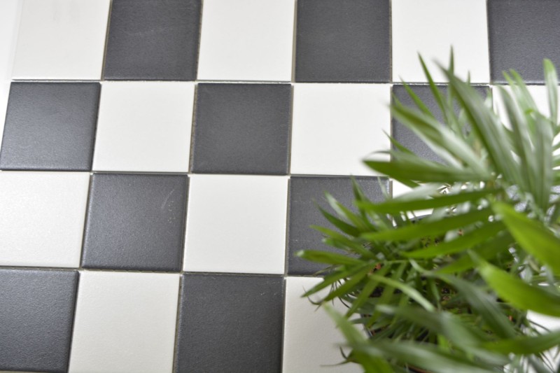 Mosaico Pared Suelo Cerámica Tablero de Ajedrez Blanco Negro Plato de Ducha SEGURIDAD - MOS22-0304-R10