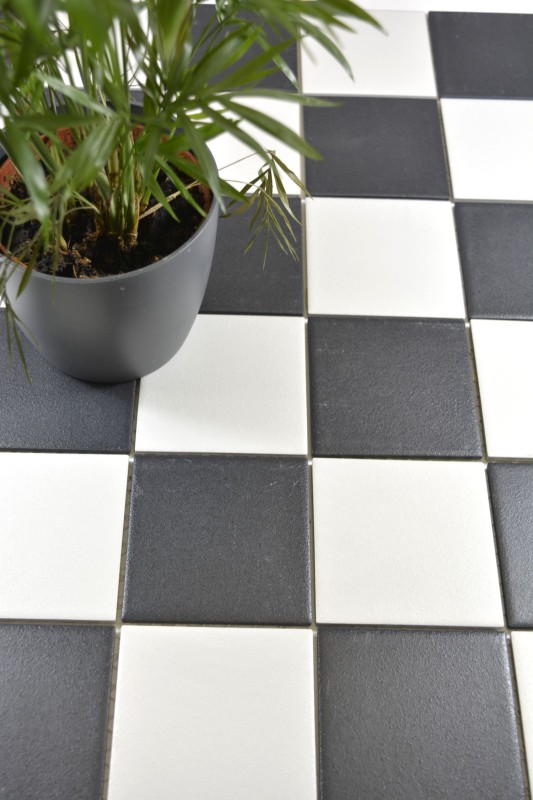 Mosaico Pared Suelo Cerámica Tablero de Ajedrez Blanco Negro Plato de Ducha SEGURIDAD - MOS22-0304-R10
