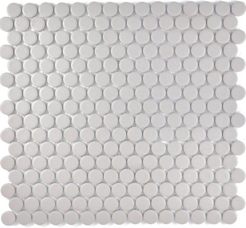 Botón de mosaico LOOP redondo mosaico gris claro beige sin esmaltar suelo antideslizante cocina ducha - MOS10-0202-R10