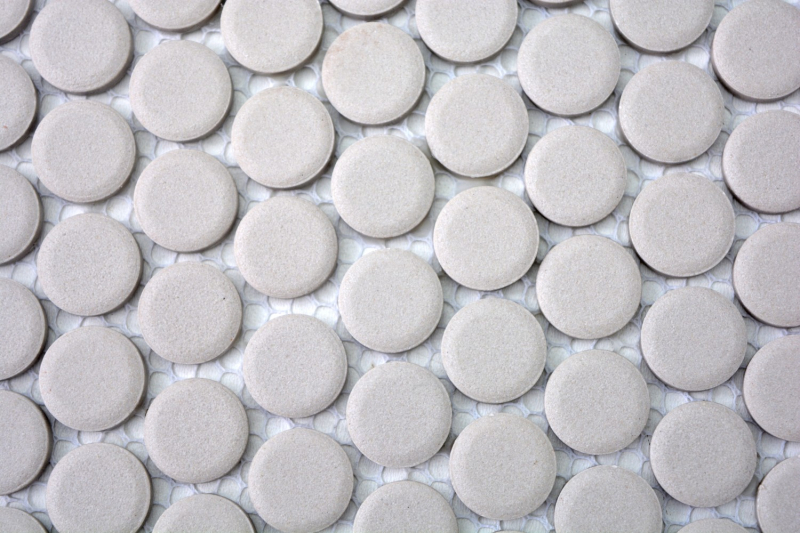 Botón de mosaico LOOP redondo mosaico gris claro beige sin esmaltar suelo antideslizante cocina ducha - MOS10-0202-R10