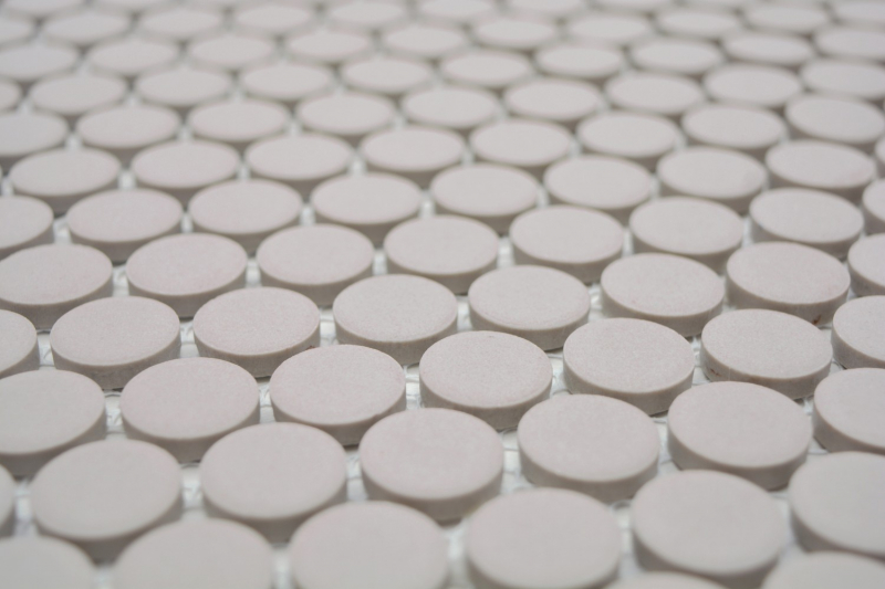Botón de mosaico LOOP redondo mosaico gris claro beige sin esmaltar suelo antideslizante cocina ducha - MOS10-0202-R10