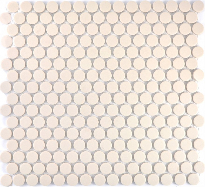 Botón de mosaico LOOP redondo mosaico beige claro mate antideslizante pared cocina ducha baño - MOS10-1202-R10