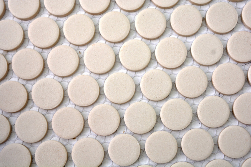 Botón de mosaico LOOP redondo mosaico beige claro mate antideslizante pared cocina ducha baño - MOS10-1202-R10