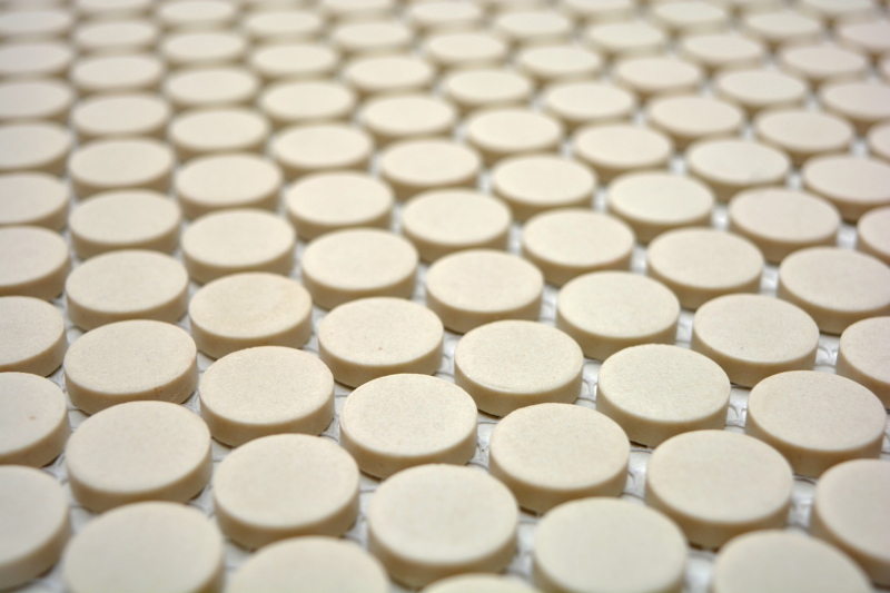 Botón de mosaico LOOP redondo mosaico beige claro mate antideslizante pared cocina ducha baño - MOS10-1202-R10